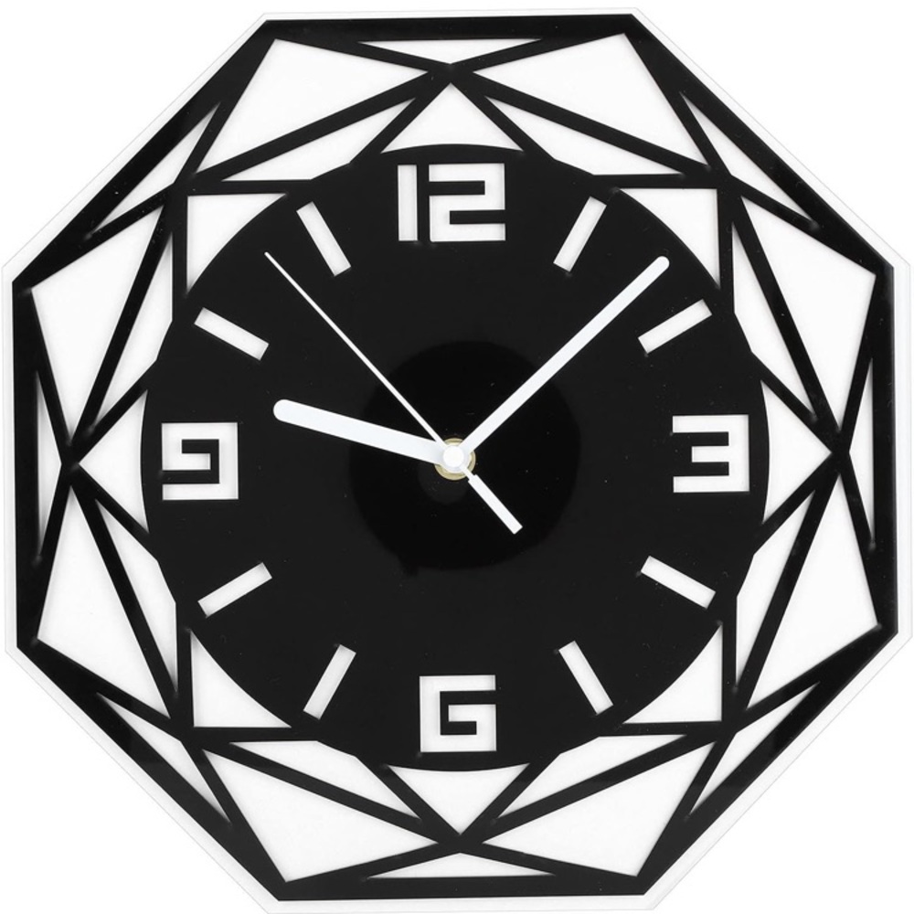 NEW Open Box Wall Clock Silent Non Ticking Acrylic Mirror Geometric Shape Wall